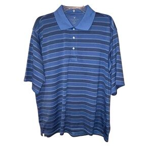 Lyle & Scott Mens Performance Polo Shirt XL Blue Striped Short Sleeve Golf Shirt